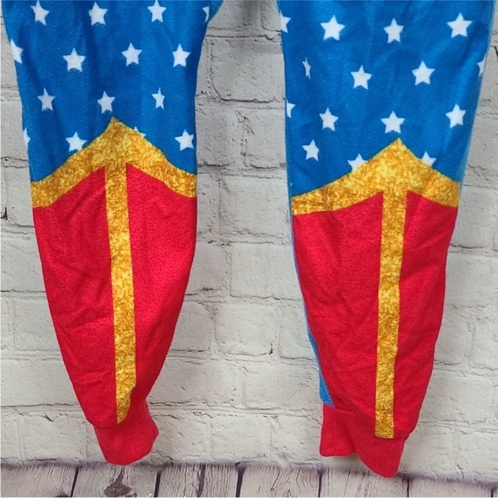 Wonder Woman Girls Pajamas Blue Fleece Onesie PJ 1pc Superhero DC Comics 4 5